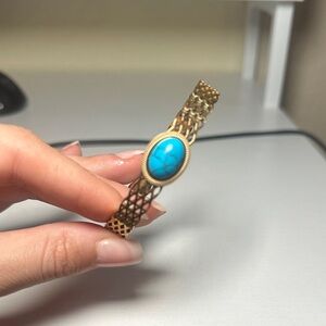 Elegant Gold Bracelet with Turquoise Stone Stainless Steel